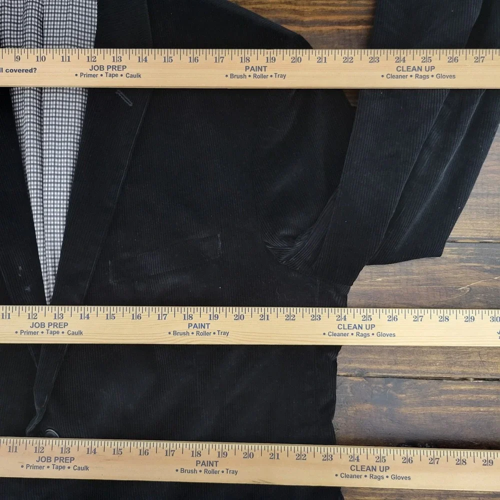 Saddlebred Men's Sport Coat Blazer‎ Two Button Black Corduroy Cotton Size 48L